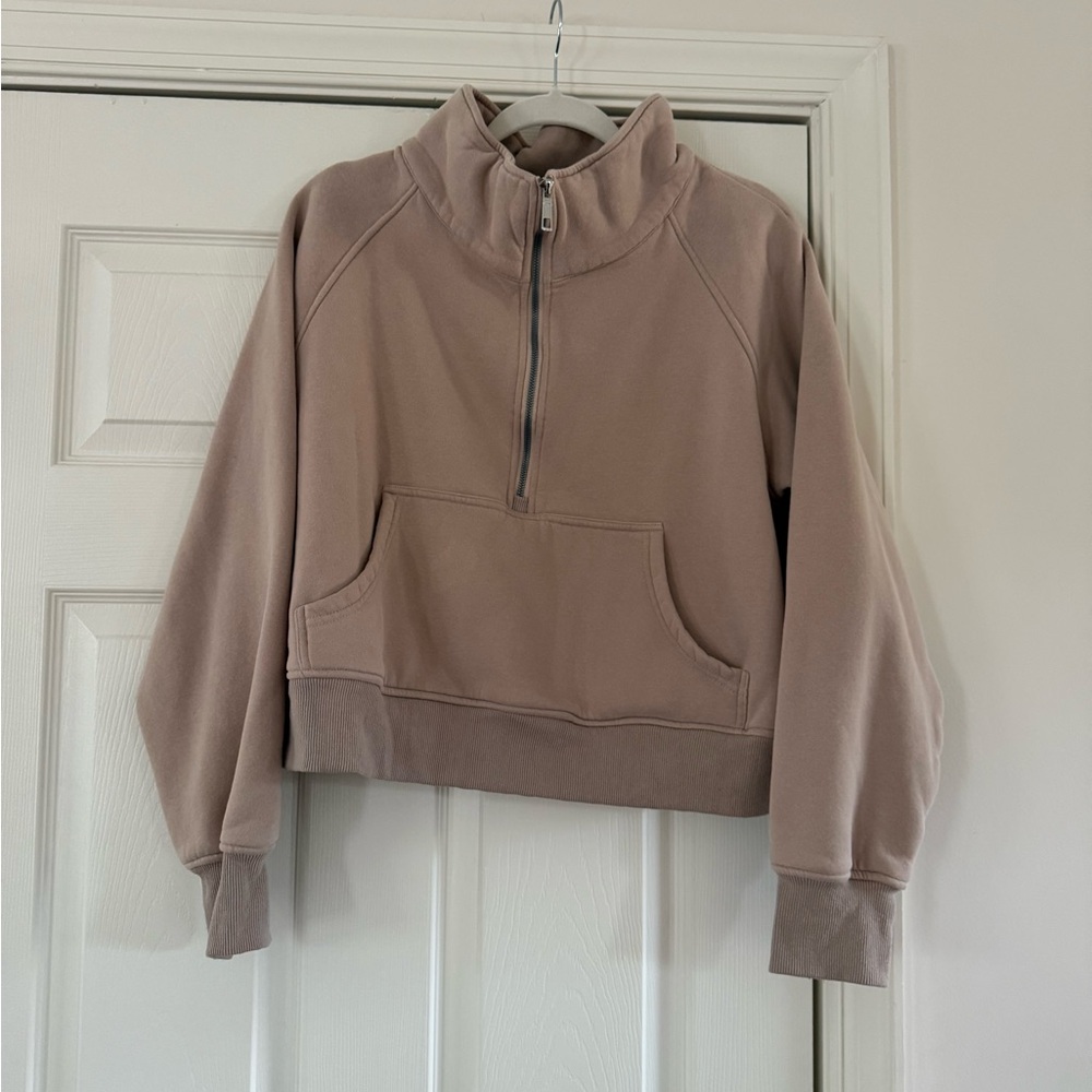 Women's Beige Half-Zip Turtleneck Sweater